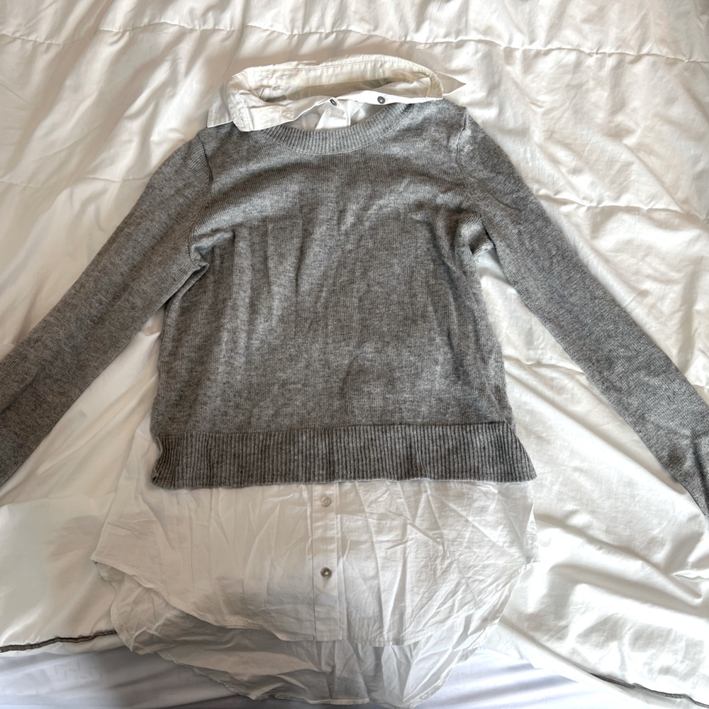 H and M collared shirt with sweater attached over top